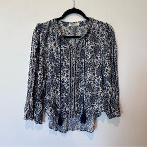Anthropologie Hazel Floral Blue Women's Paisley Top Size Medium Boho Flowy